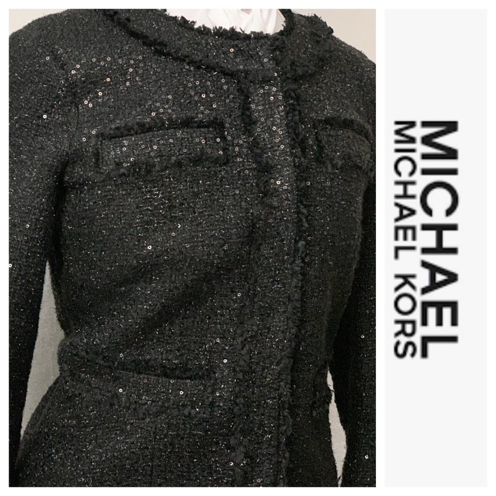 Michael Michael Kors Black Sequin Skirt Suit